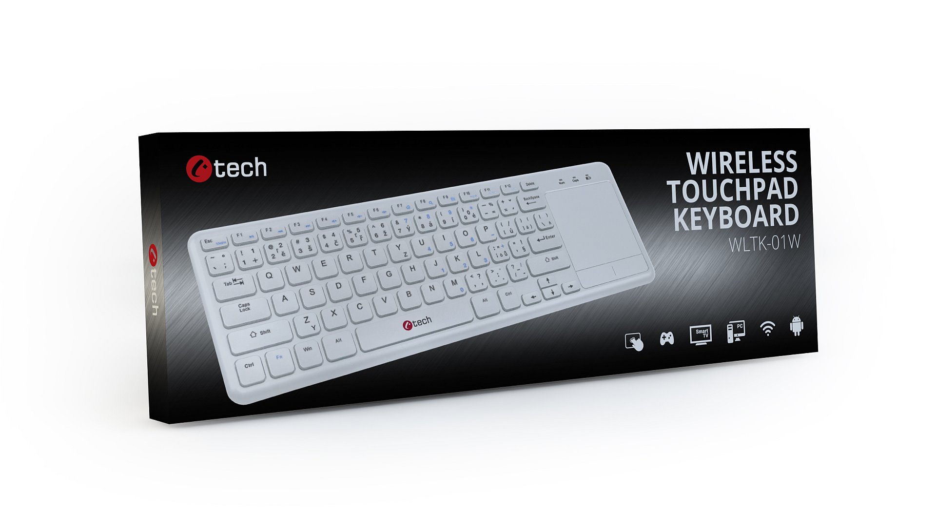C-TECH WLTK-01W, bezdrátová klávesnice s touchpadem