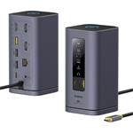11v1 Baseus Spacemate 100W dokovacia stanica 2xUSB-C, 4xUSB, 3xHDMI, 1xRJ45, 3,5mm jack sivá