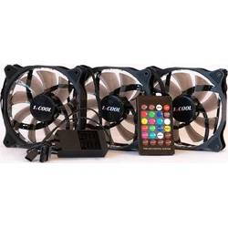 1stCOOL Fan KIT, 3*REGULAR RGB Fan 12cm + řadič + dálkové ovládání