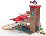 2Kids Toys Drevená garáž s vláčkovou dráhou
