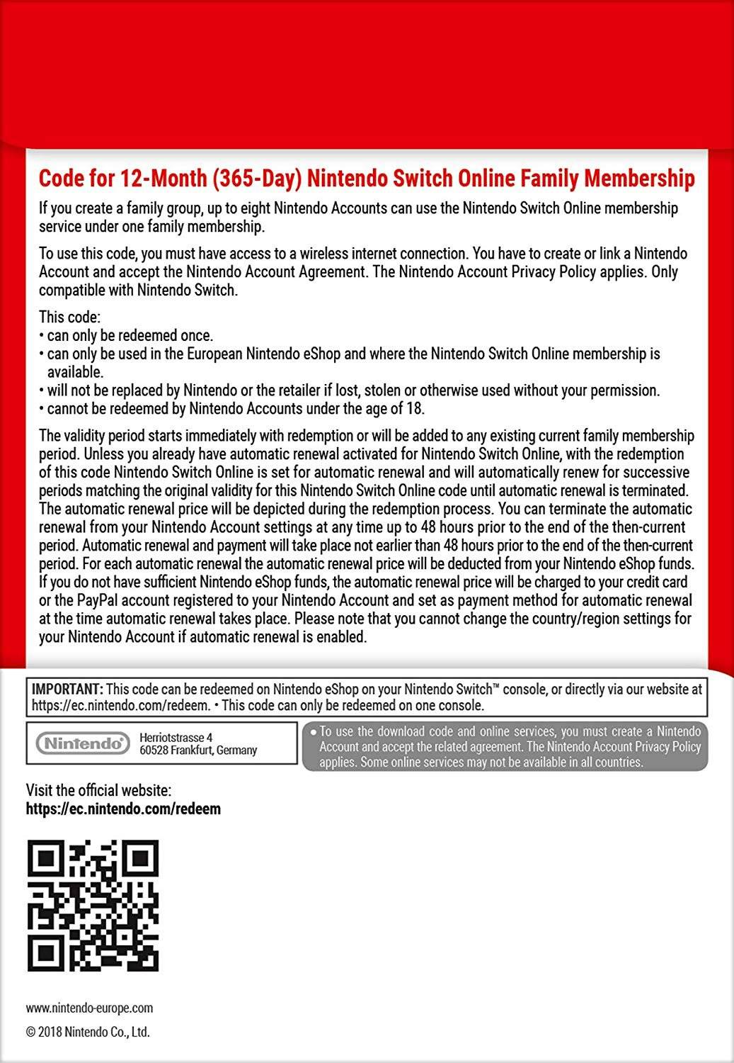 365 dní Switch Online Membership Family - elektronická licence