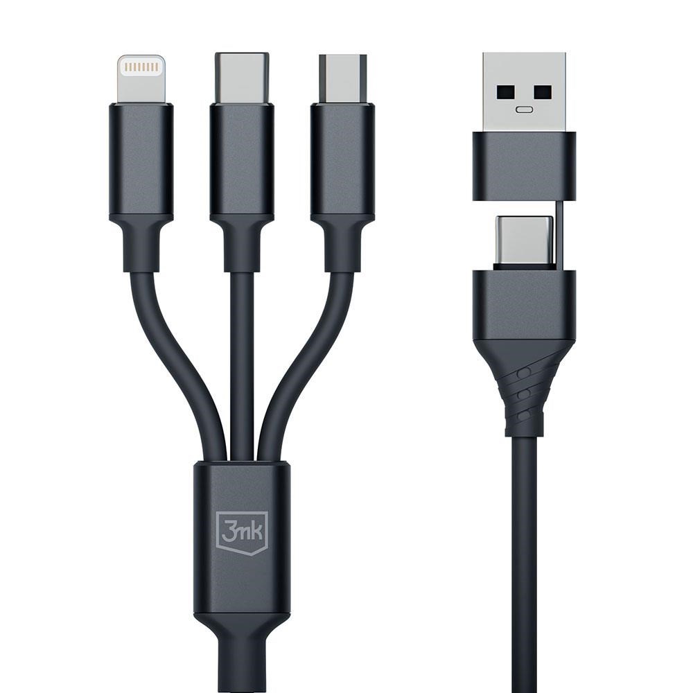 3mk nabíjecí kabel - Hyper Cable 3in1 A/C to C/Micro/Lightning 1.5m, černá
