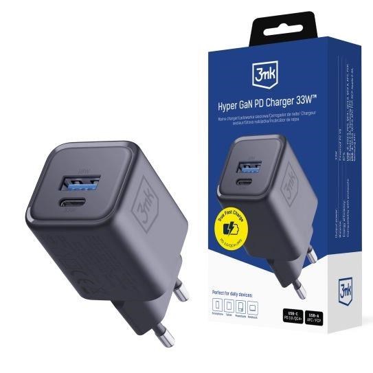 3mk napájací adaptér Hyper Charger PD 33 W GaN QC4+ PPS AFC FCP SCP 1A1C čierny