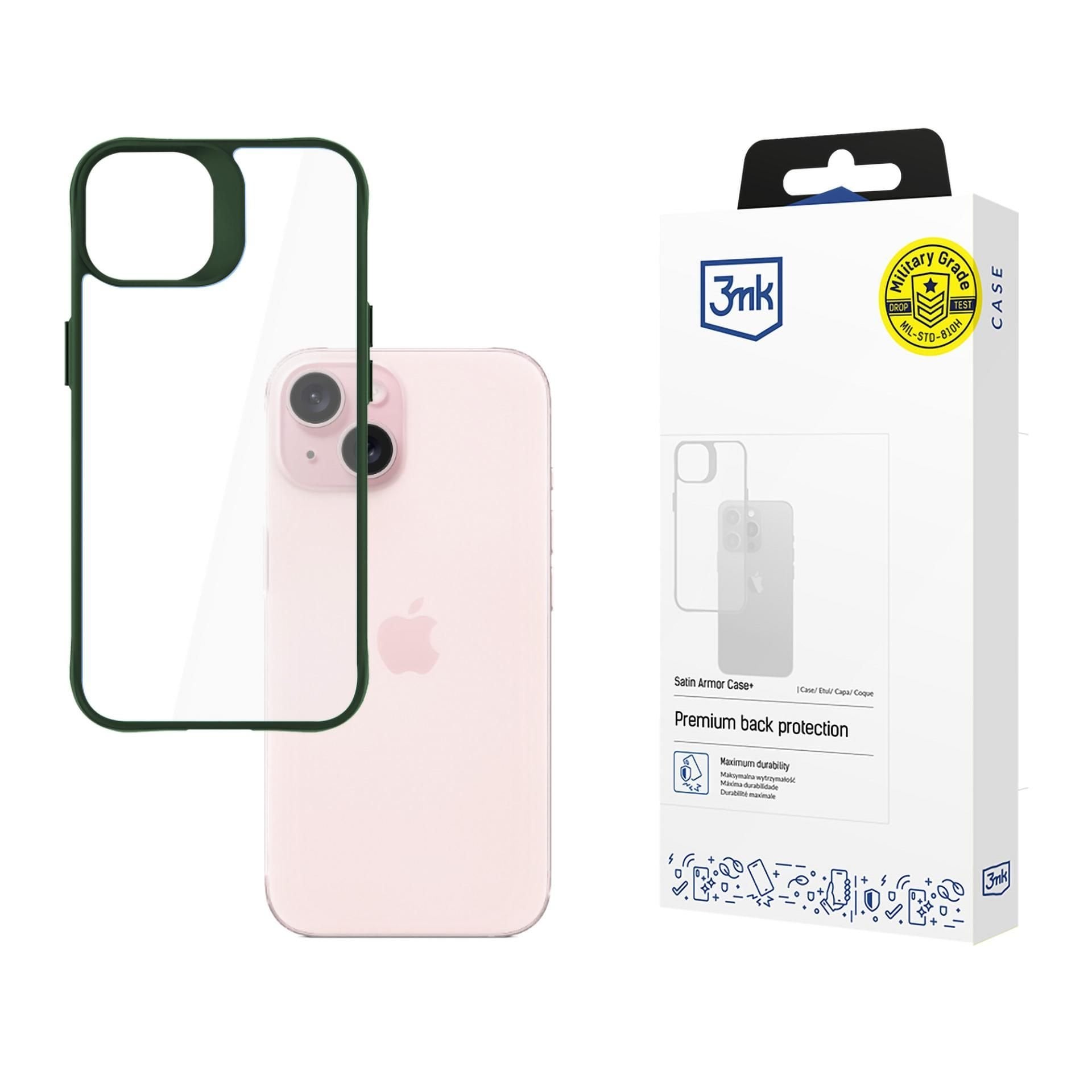 3mk Satin Armor Case+ Green iPhone 15