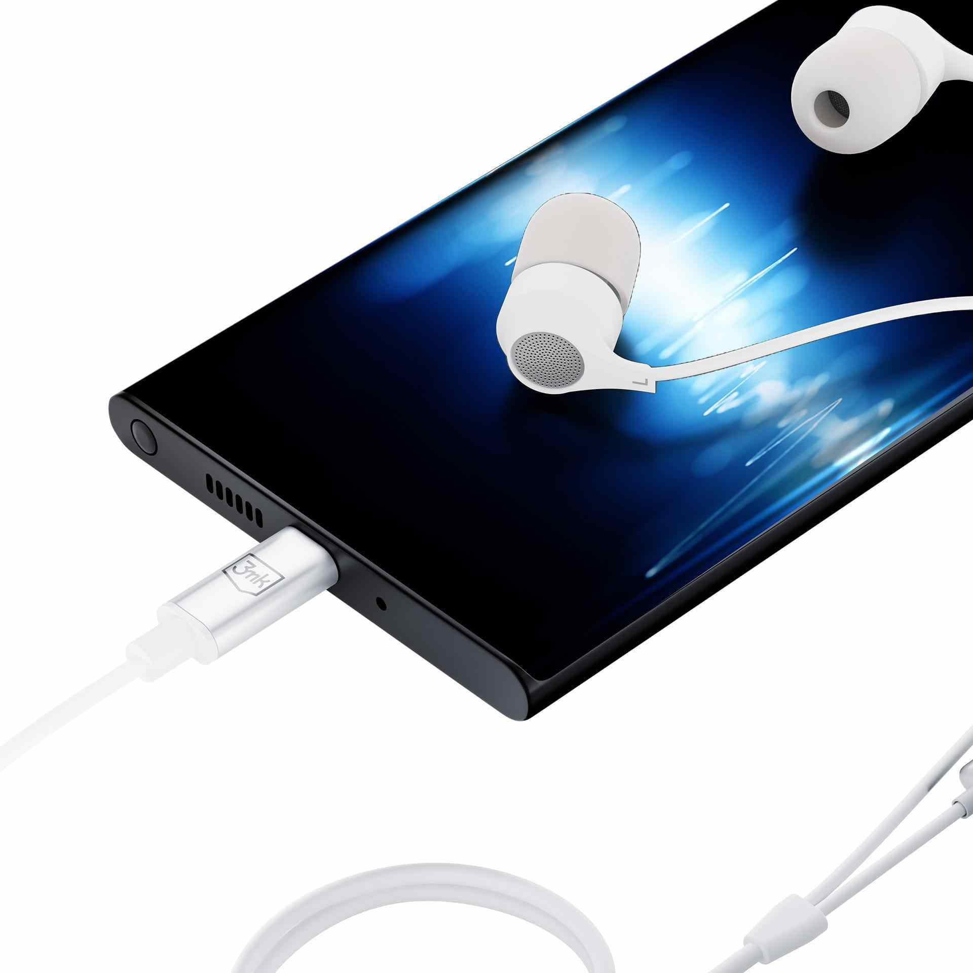3mk Wired Earphones USB-C, bílá