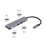 5-portový hliníkový USB-C FIXED HUB Mini pre notebooky a tablety, sivý