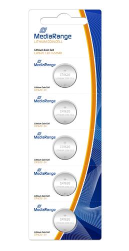 MediaRange Premium lithium baterie Coin Cells, CR1620, 3V, 5ks