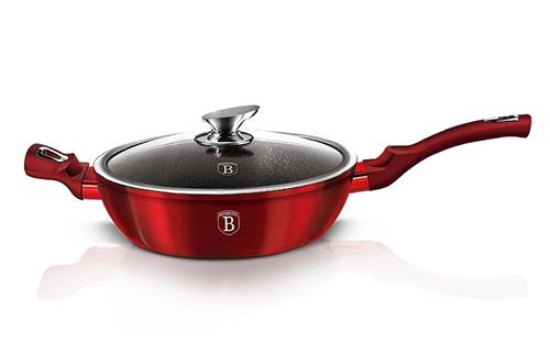 BerlingerHaus Pánev hluboká s mramorovým povrchem a poklicí Burgundy Metallic Line, 32 cm