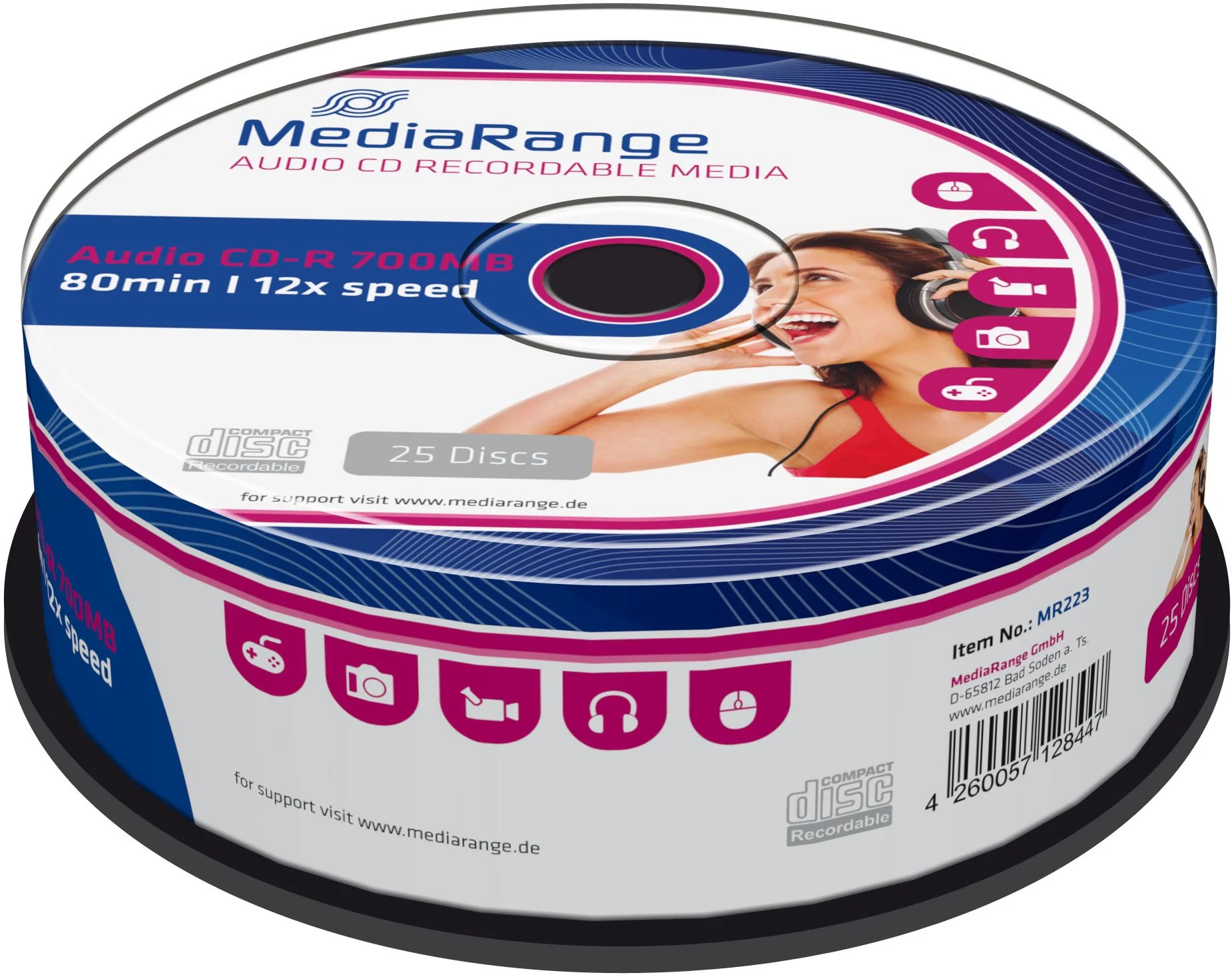 MediaRange Audio CD-R 700MB 12x, SPINDL (25pack)