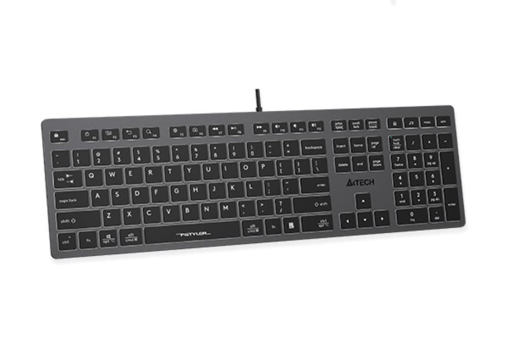 A4Tech FX60, (bílé podsvícení), šedá, CZ/SK