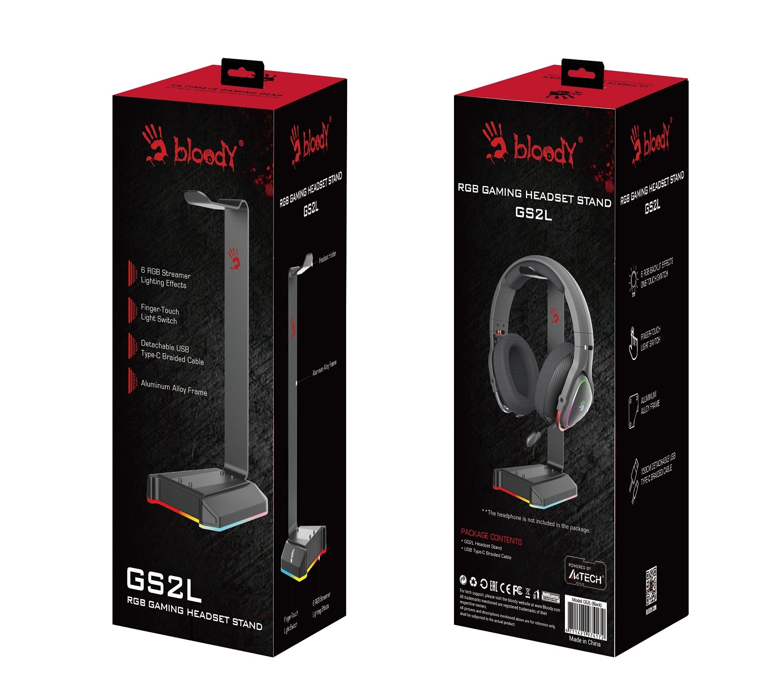 A4Tech RGB stojan na slúchadlá Bloody GS2L, čierny