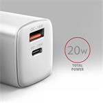 ACAGON ACU-PQ20W ACU-PQ20W AC adaptér 20 W, 2x port (USB-A + USB-C), PD3.0/PPS/QC4+/AFC/Apple, biely