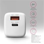 ACAGON ACU-PQ20W ACU-PQ20W AC adaptér 20 W, 2x port (USB-A + USB-C), PD3.0/PPS/QC4+/AFC/Apple, biely