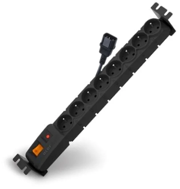 ACAR 19" Distribučný panel 8x230V 1,5U CZ 3m IEC kábel čierny