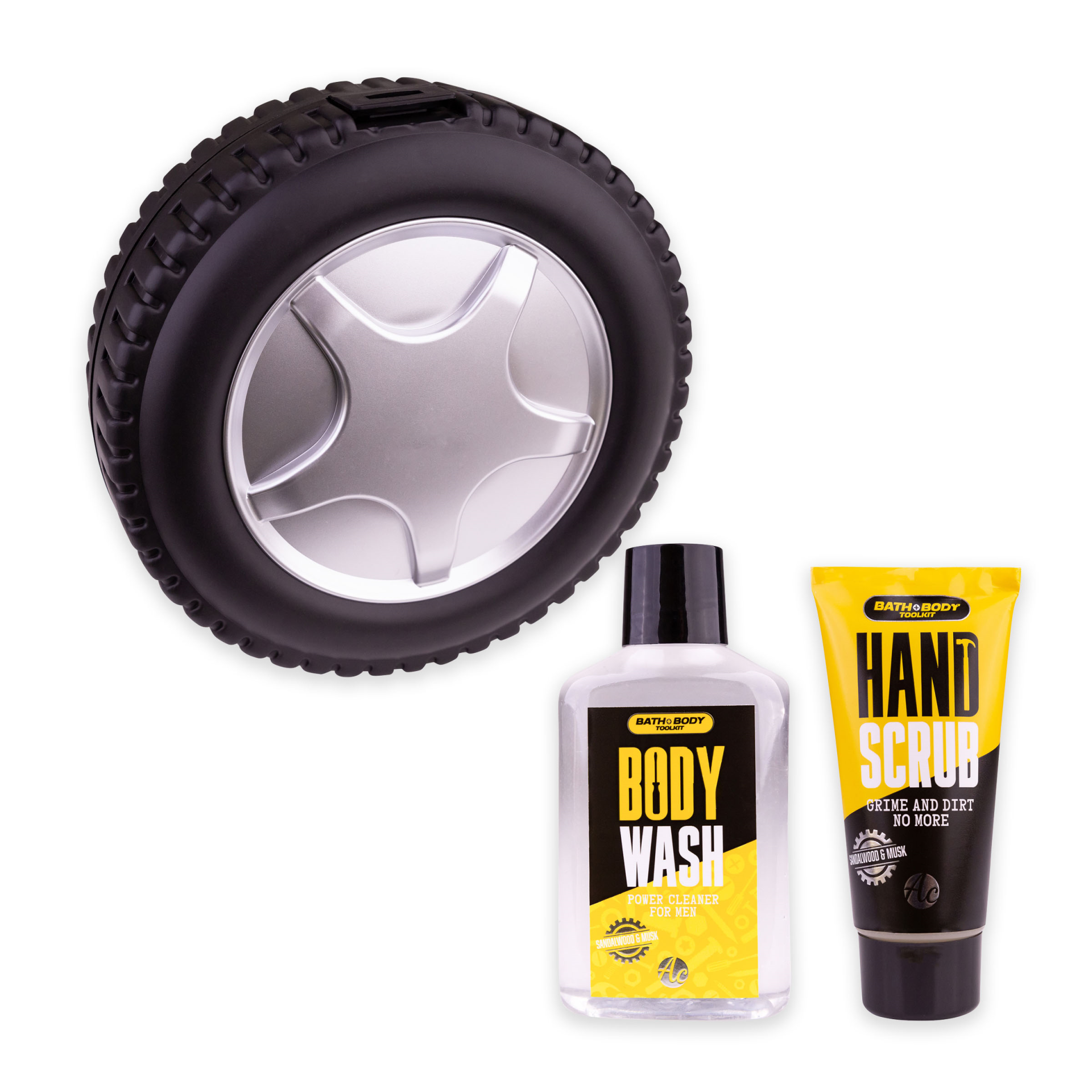 ACCENTRA SET koupelový BATH and BODY TOOLKIT v pouzdře ve tvaru pneumatiky