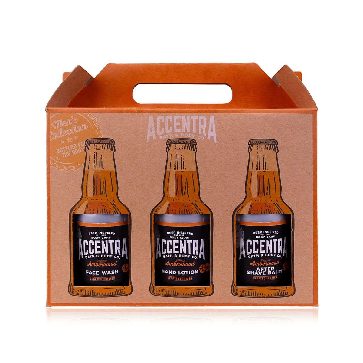 ACCENTRA Set koupelový MEN'S COLLECTION v dárkové krabičce s otvírákem s dřevěnou rukojetí 6 x 100ml