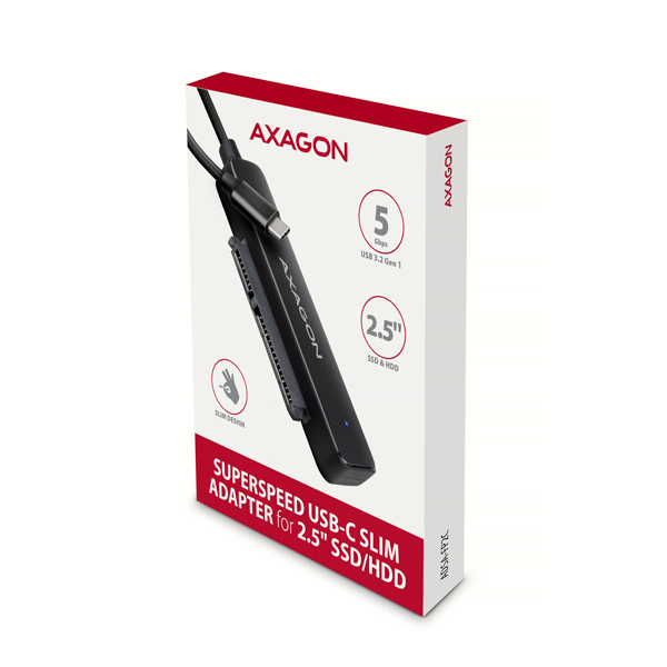 Adaptér AXAGON ADSA-FP2C USB-C 5Gb/s - SATA 6G 2,5" SSD/HDD SLIM