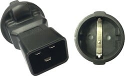 Adaptér IEC C20 samec na SCHUKO CEE 7/3 samica, napätie 230V, 16A