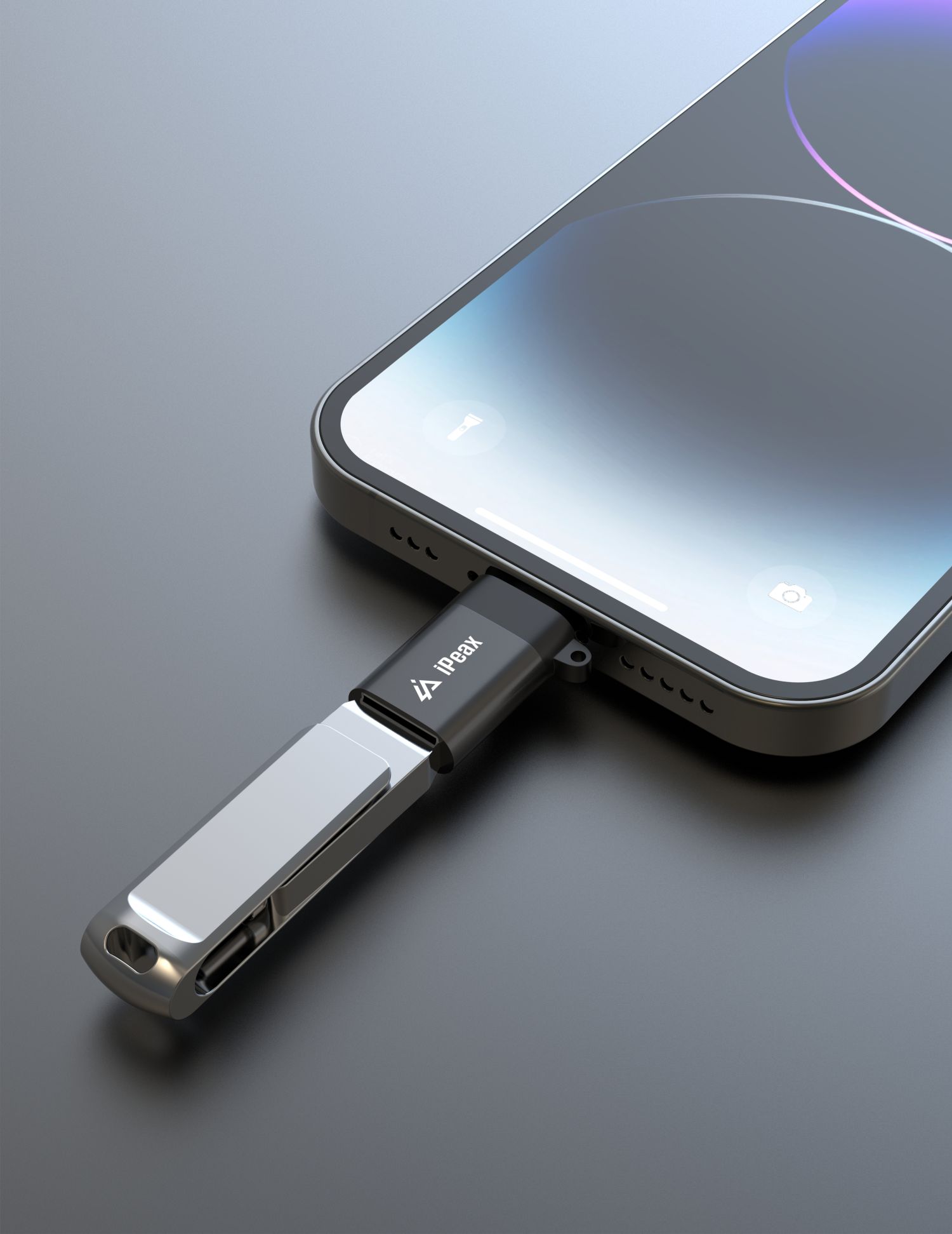 ADAPTÉR iPEAX OTG LIGHTNING / USB-A (samica) ČIERNY