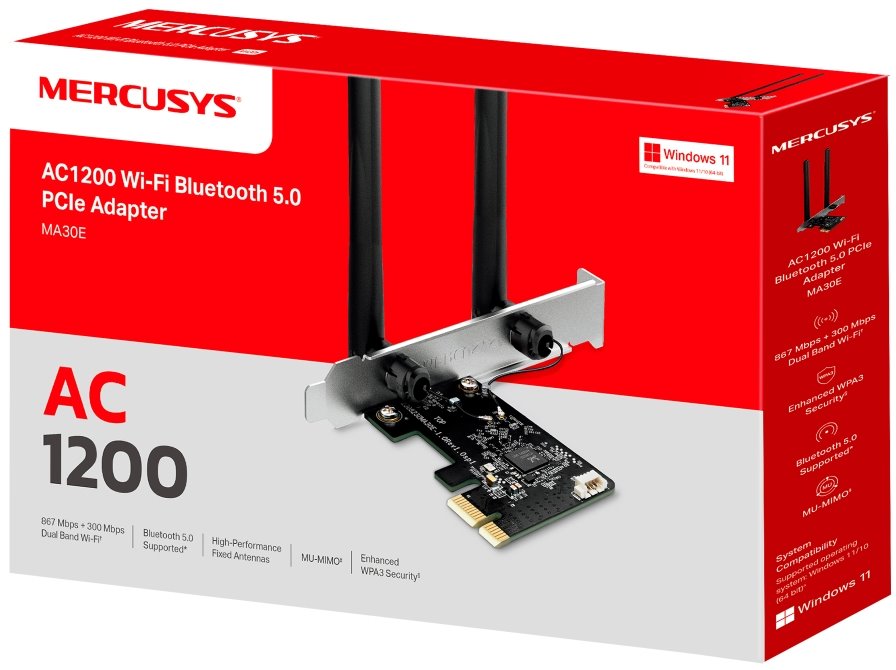 Adaptér PCI Express MERCUSYS MA30E Wi-Fi a Bluetooth