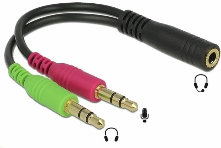 Adaptér PREMIUMCORD 4-pólový jack3,5 mm pre slúchadlá a mikrofón, 30 cm