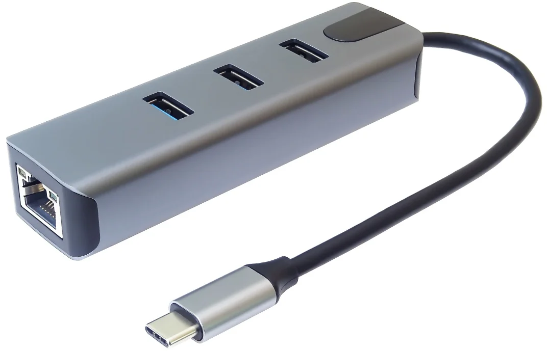 Adaptér PremiumCord USB-C na gigabitový 10/100/1000Mbps + 3x konektor USB3.2