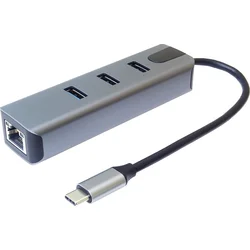 Adaptér PremiumCord USB-C na gigabitový 10/100/1000Mbps + 3x konektor USB3.2