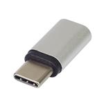 Adaptér PremiumCord USB-C žena - USB-C muž, strieborný