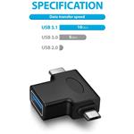Adaptér PremiumCord USB3.0 samica na dva konektory USB-C/samec + micro USB B/samec