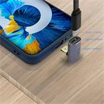 Adaptér PremiumCord zakrivený pod uhlom 90° USB-C samica - USB-C samec 40 Gb/s hliník