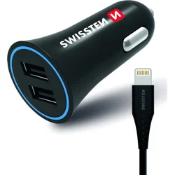 Adaptér Swissten CL 2× USB 2,4 A + kábel Lightning, čierny