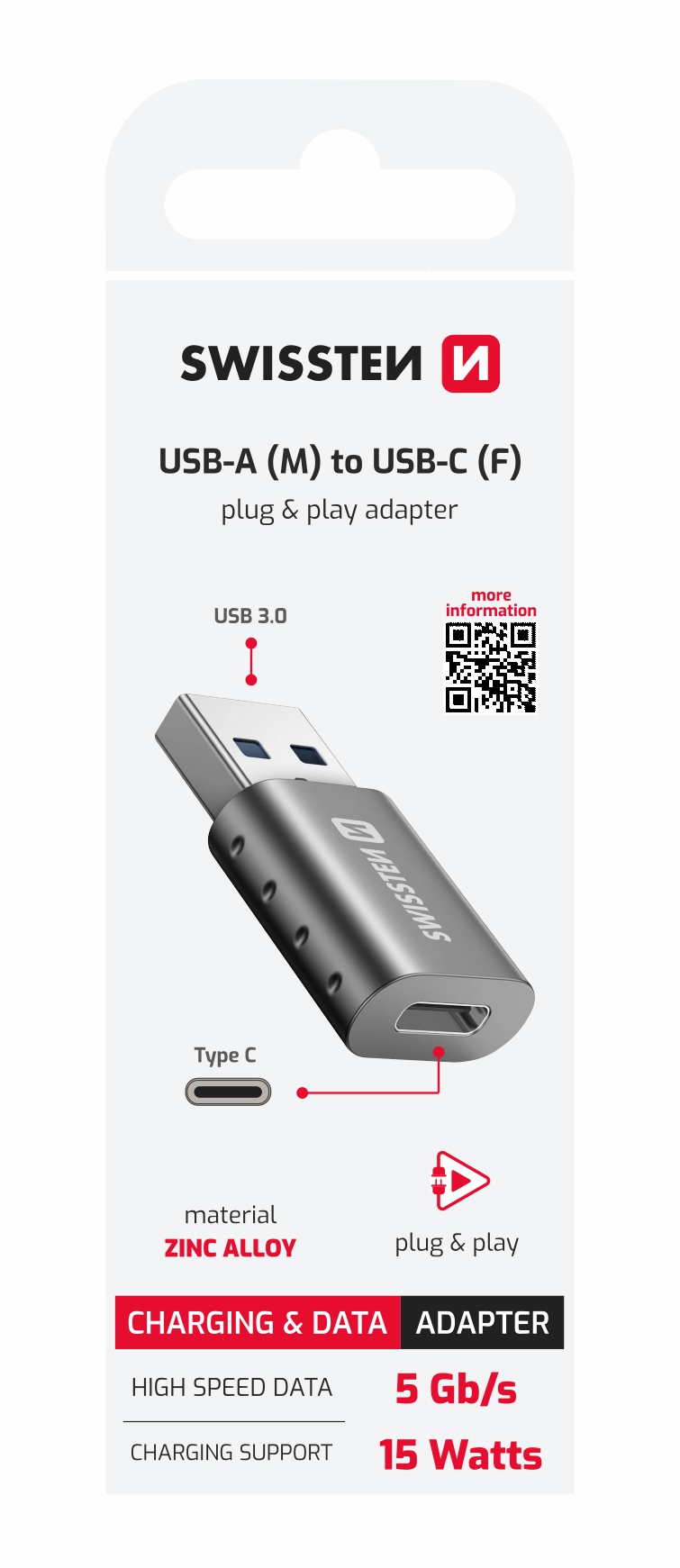 Adaptér Swissten USB-A/USB-C