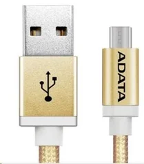 Adata microUSB 1m, pletený, zlatý