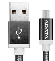 Adata USB kabel A-B micro 1m, pletený, černý - ROZBALENO