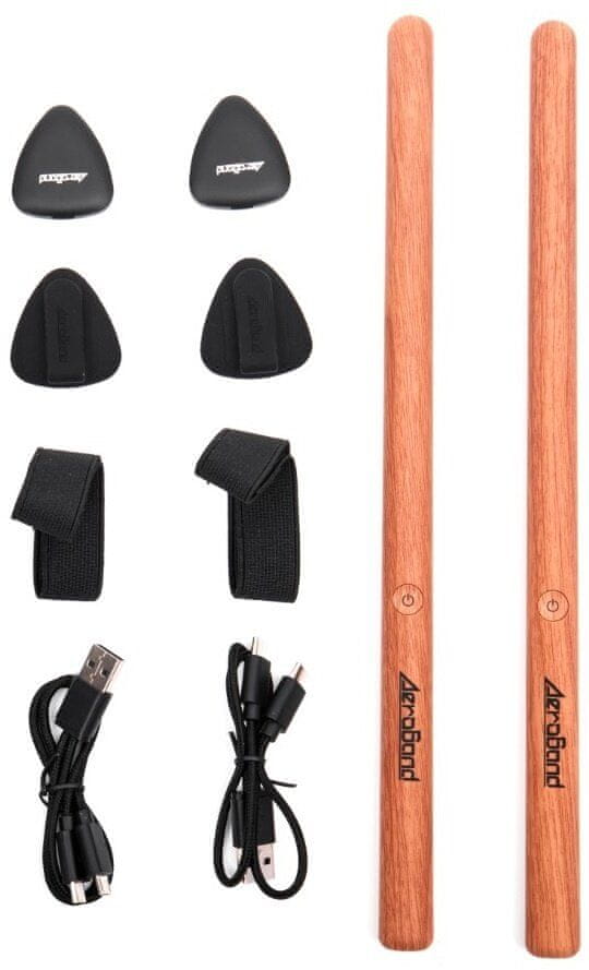 AeroBand Smart Bubnovací Paličky PocketDrum 2 KIT + senzor na nohu barva dřevo