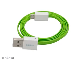 AKASA kabel PROSLIM USB 2.0 Type A na micro B, 1m zelený
