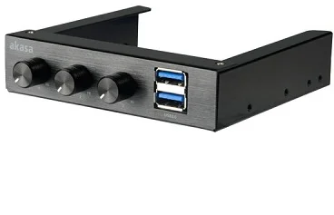 AKASA kontrolný panel AK-FC-06U3BK, 3,5" hliníkový panel,2x USB3.0, čierny