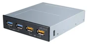 AKASA přední panel AK-ICR-25/ 2x USB3.0 / 2x USB nabíjecí port/ 3,5" černý