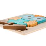 Akuku Dřevěné vkládací puzzle Sovička