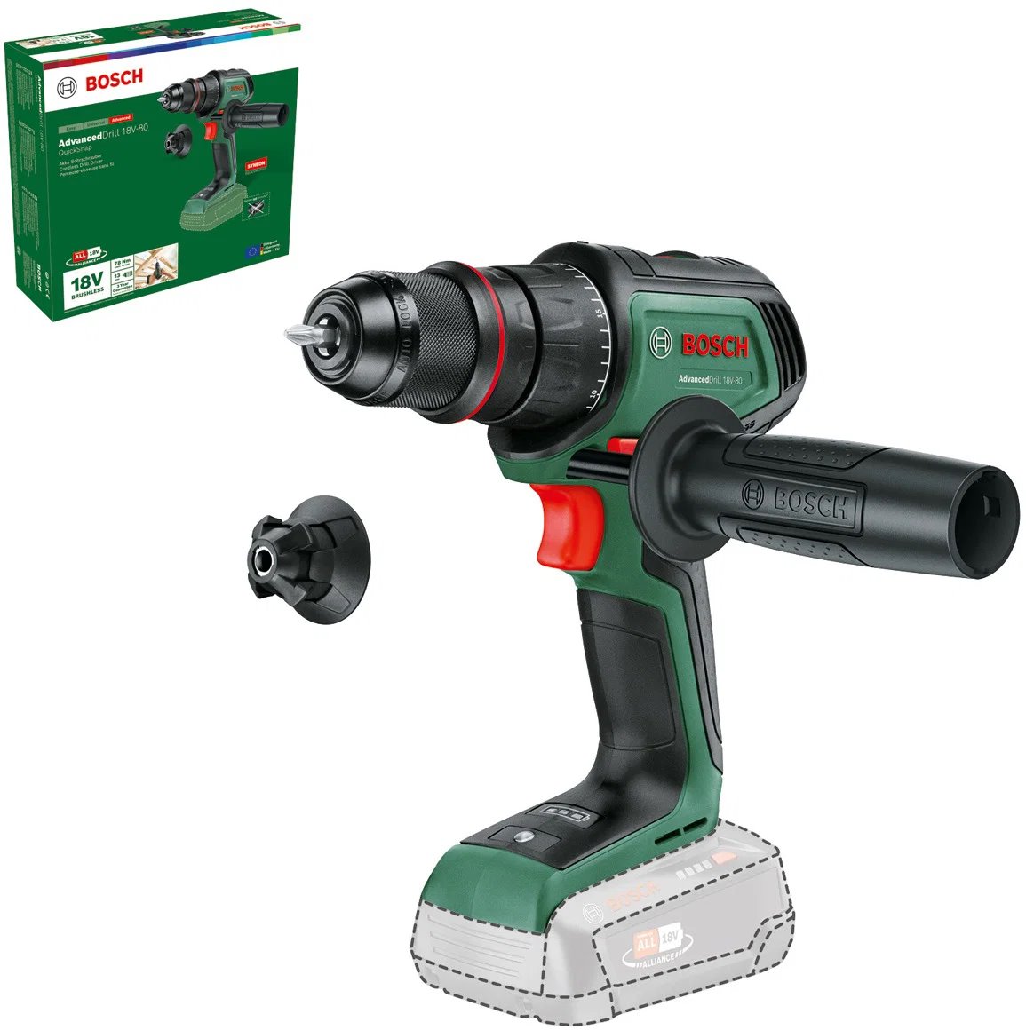 Akumulátorový vŕtací skrutkovač BOSCH AdvancedDrill 18V-80 QuickSnap (0.603.9E2.000)