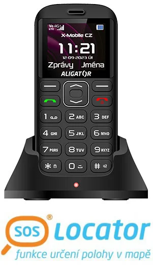 ALIGATOR A720 4G Senior černý + stolní nabíječka