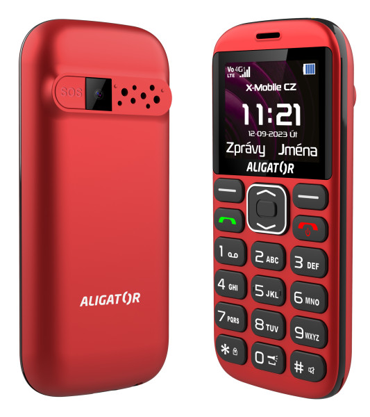 ALIGATOR A720 4G Senior červený a čierny + stolová nabíjačka