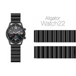 Aligátor kovový remienok 22mm, čierny 22AW0009
