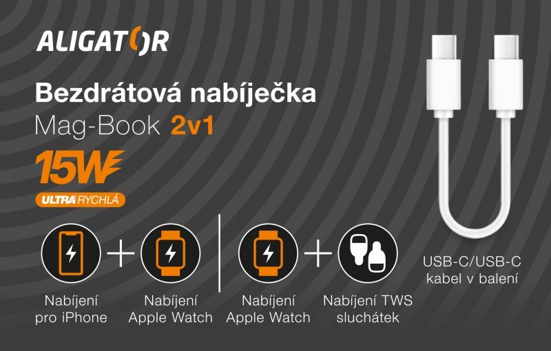 Aligator Mag-Book 2v1 15W, biela