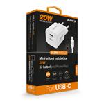 ALIGATOR Mini rýchlonabíjačka, PD 20W, USB-C/bleskový kábel, biela