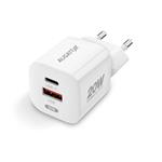 ALIGATOR Mini rýchlonabíjačka, PD 20W USB + USB-C, biela