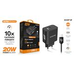 ALIGATOR PD 20W rýchlonabíjačka USB-C, USB-C/USB-C, čierna