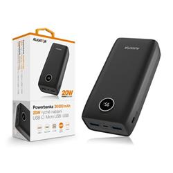 ALIGATOR Power Delivery 20W, 30 000 mAh, černá