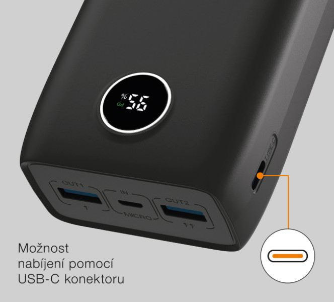 ALIGATOR Power Delivery 20W, 30 000 mAh, čierna