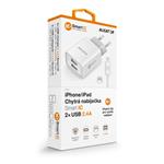 ALIGATOR sieťová nabíjačka iPhone/iPad 2xUSB výst.2,4A, smart IC, biela
